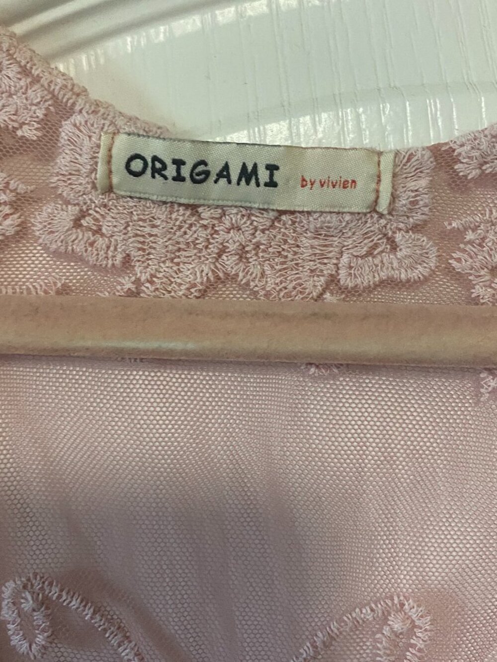 Origami by Vivien Pink Lace Butterfly Embroidered Sheer Duster Vest - Picture 5 of 11